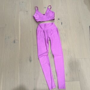 Lanston sport Malibu legging and sports bra pink purple shine NWOT